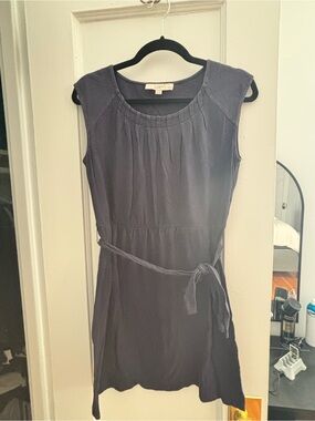 LOFT Navy Sleeveless Tie-Waist Mini Dress